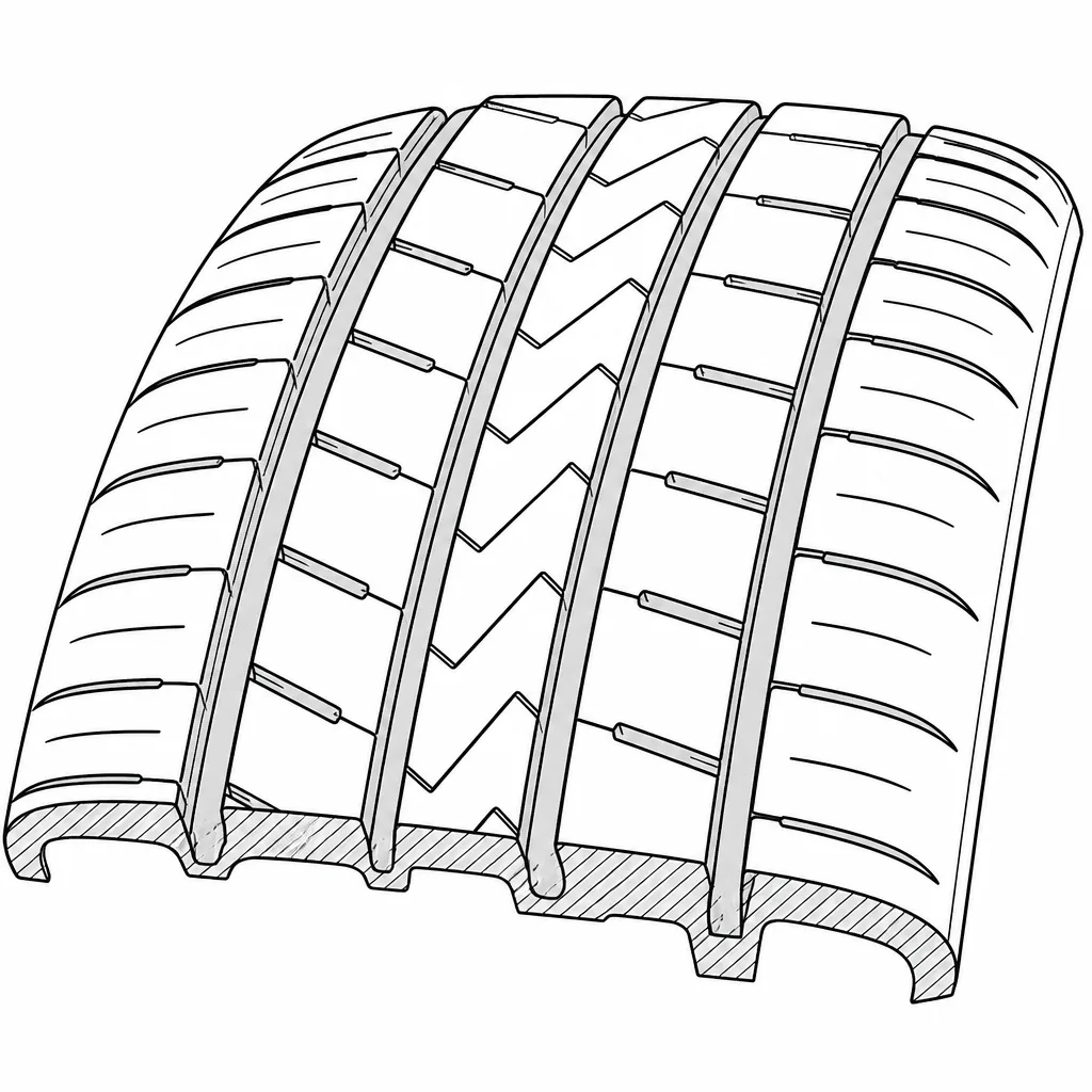 Schéma illustratif : Pavés intermédiaires allongés avec encoches latérales