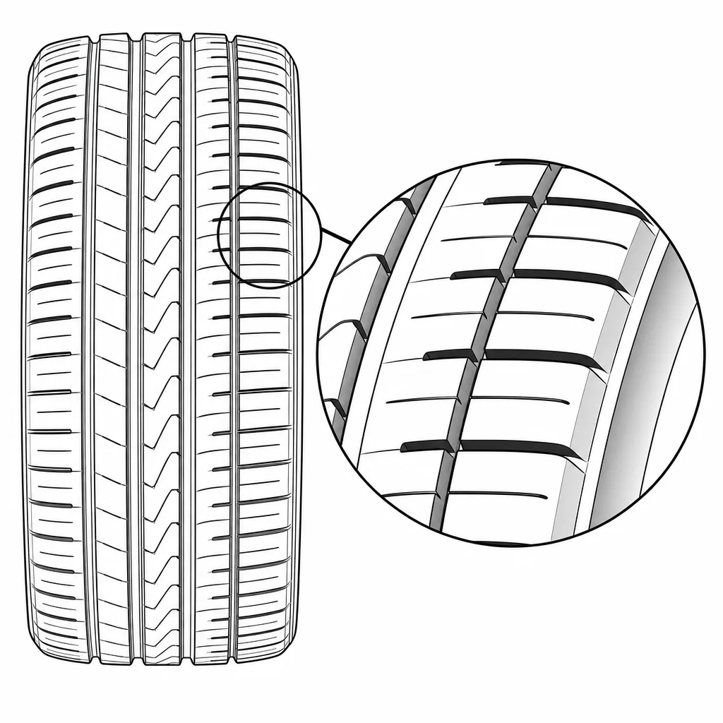Schéma illustratif : Épaules riches en gomme avec encoches limitées au bord