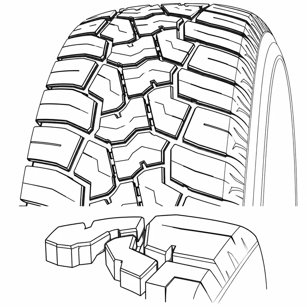 Schéma illustratif : Grands pavés d’épaule comportant des encoches profondes