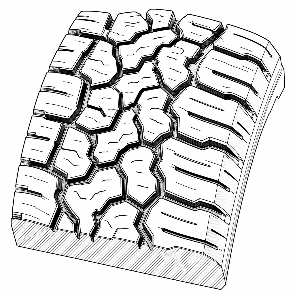 Schéma illustratif : Surface portante centrale fractionnée en grands pavés polygonaux