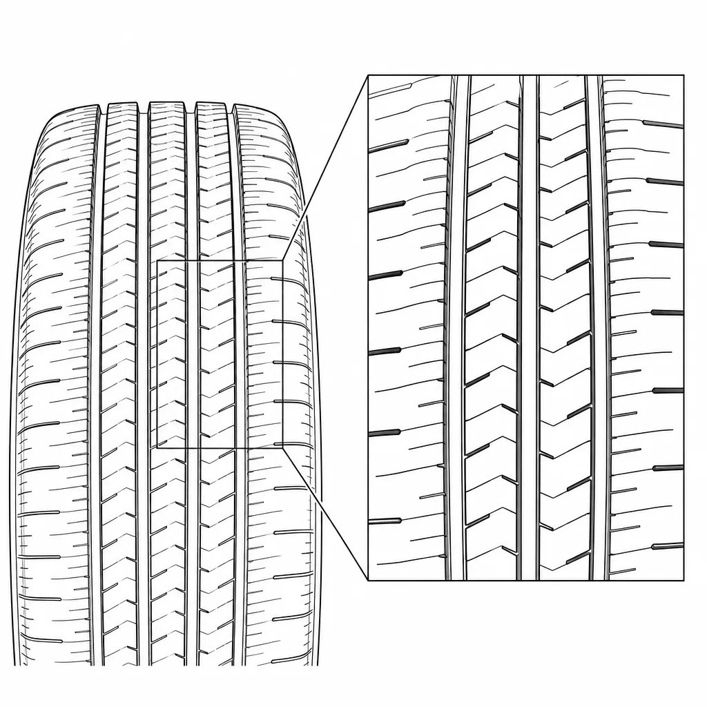 Schéma illustratif : Faible proportion de gomme pleine autour des rangées centrales étroites
