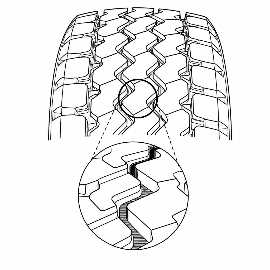 Schéma illustratif : Centre sans pont circonférentiel continu entre les éléments