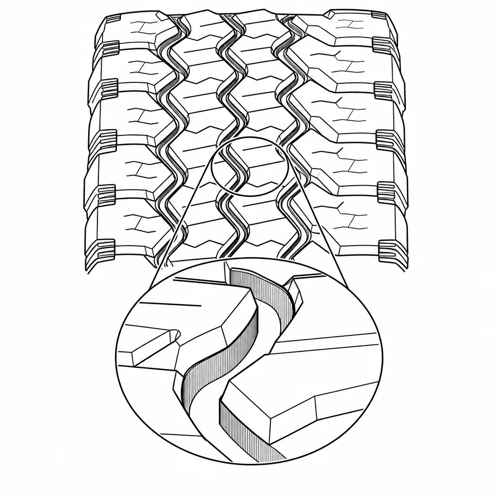 Schéma illustratif : Flancs obliques des canaux longitudinaux courbes