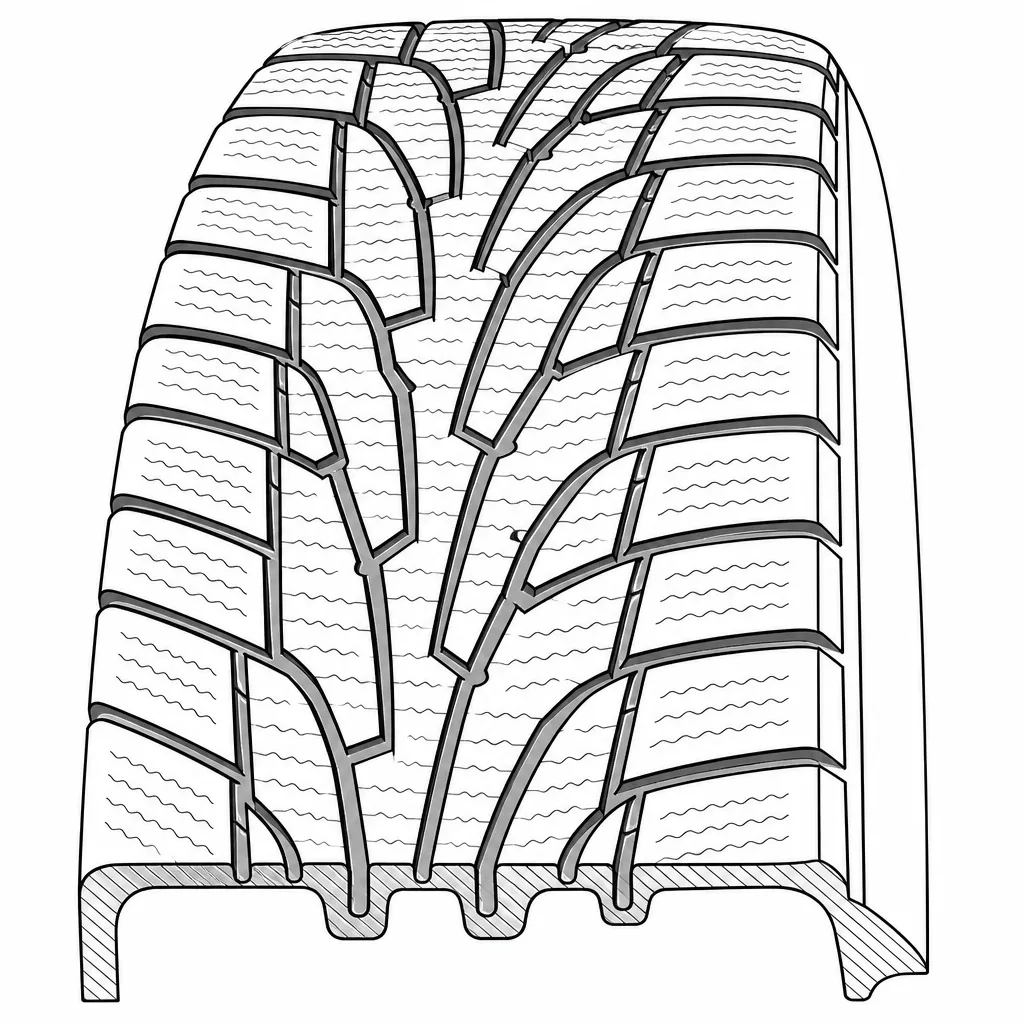 Schéma illustratif : Trois rainures principales sinueuses reliées à des branches obliques