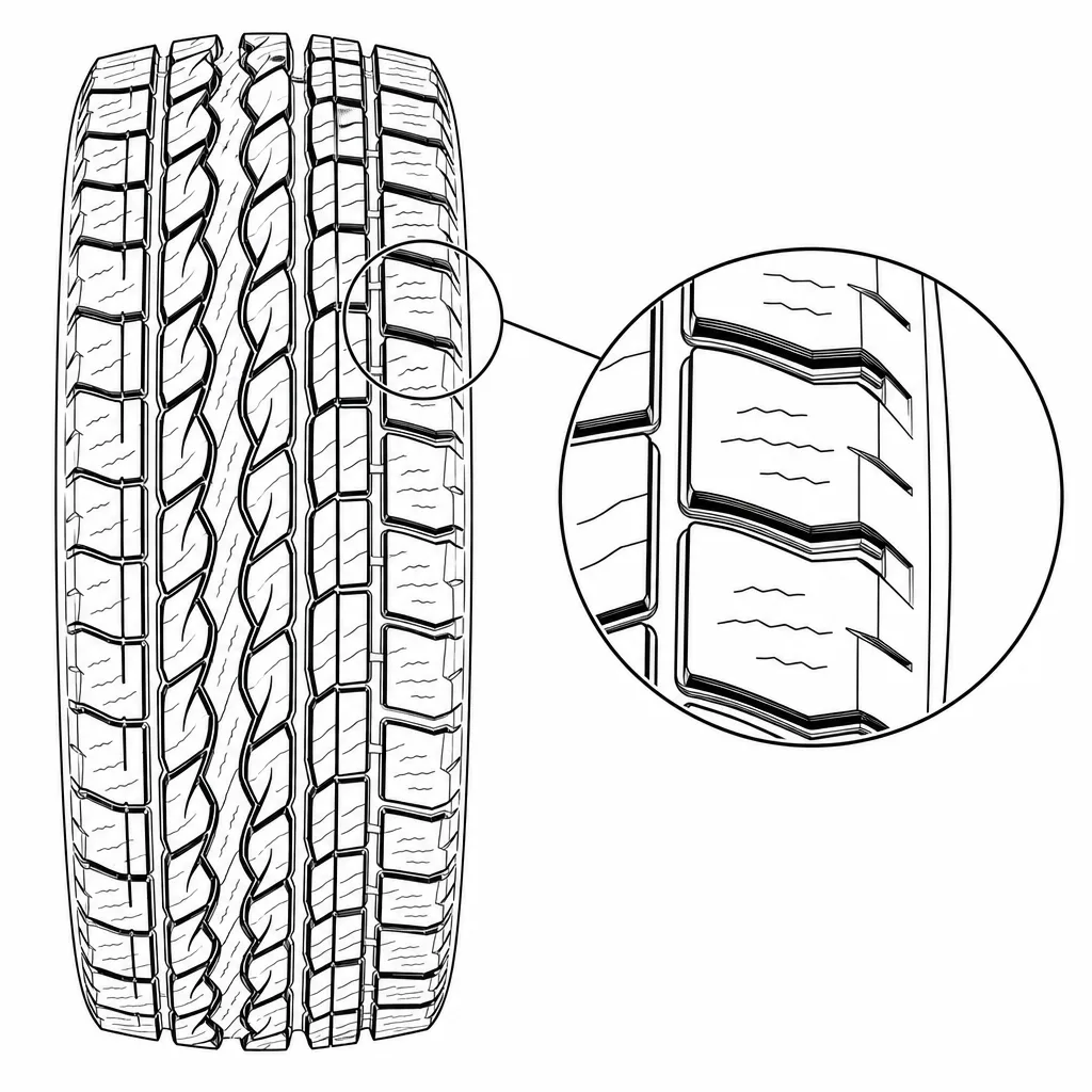 Schéma illustratif : Pavés d’épaule larges mais séparés par des encoches profondes