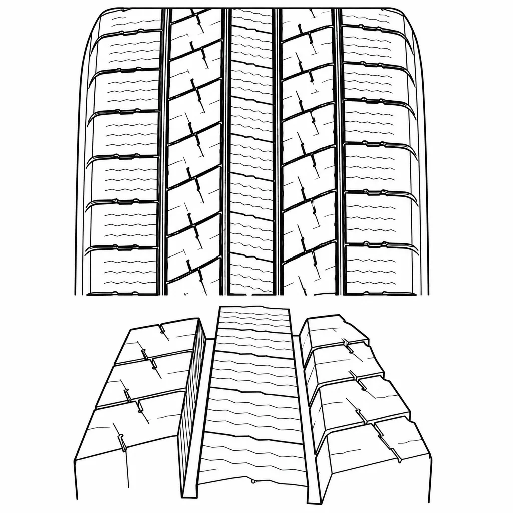 Schéma illustratif : Rangée médiane étroite composée d’éléments jointifs