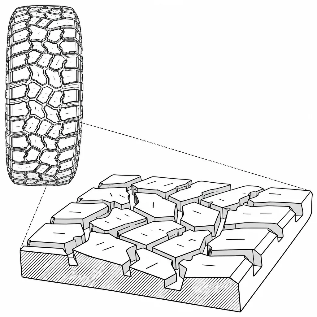 Schéma illustratif : Rapport plein/creux élevé entre les pavés polygonaux