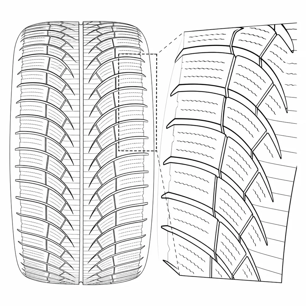 Schéma illustratif : Épaules formées de pavés obliques distincts et fortement entaillés