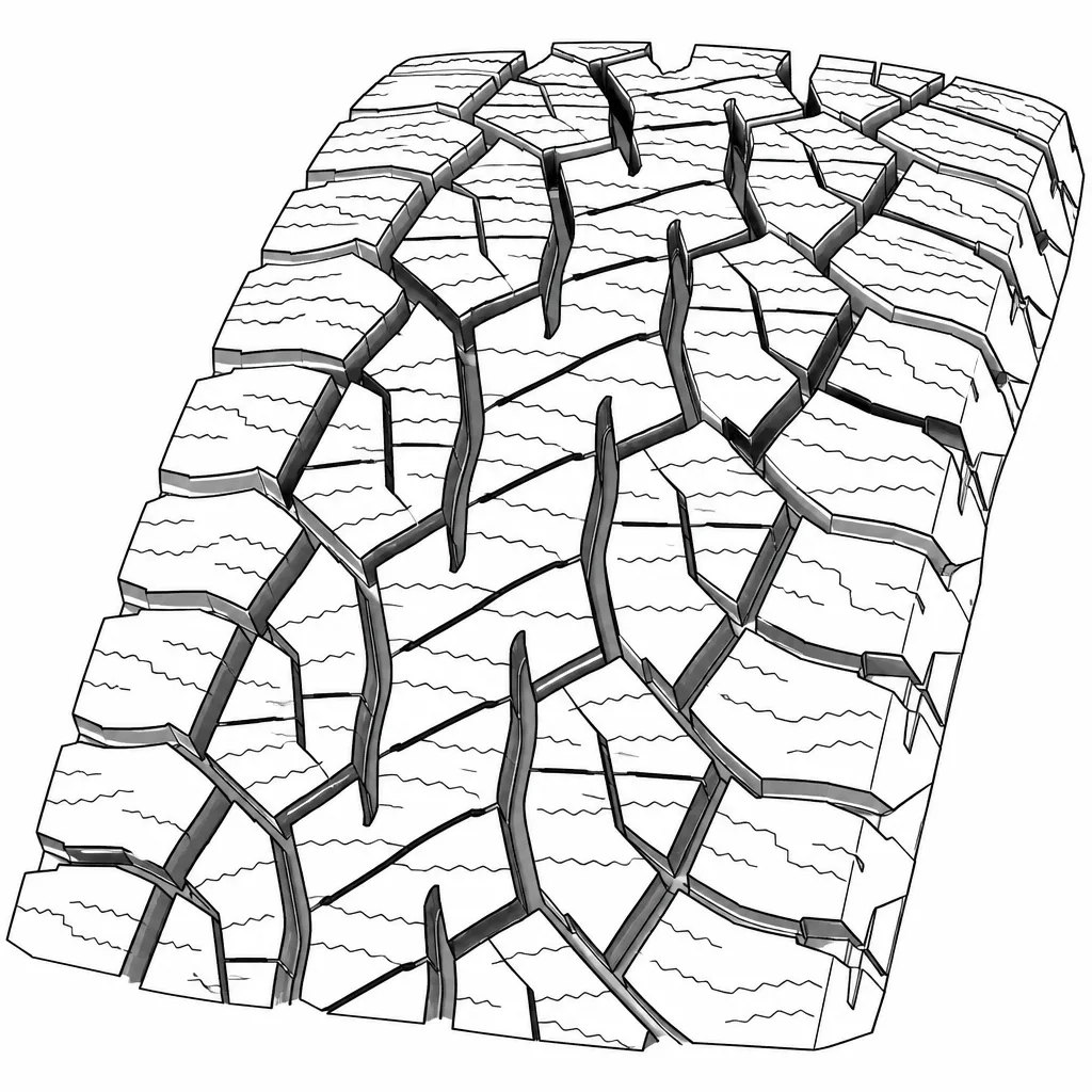 Schéma illustratif : Quatre rainures longitudinales sinueuses reliées à des découpes obliques