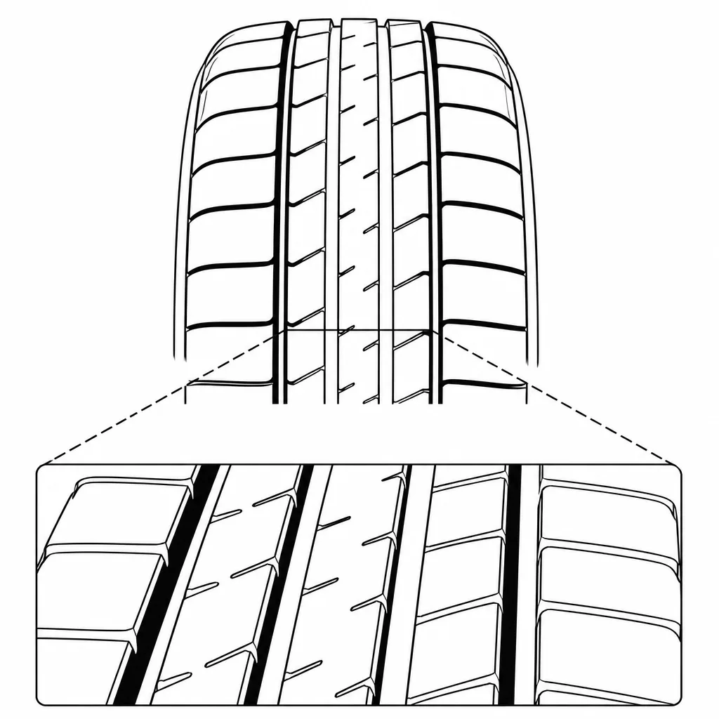 Schéma illustratif : Quatre volumes de vide circonférentiels séparant les rangées porteuses