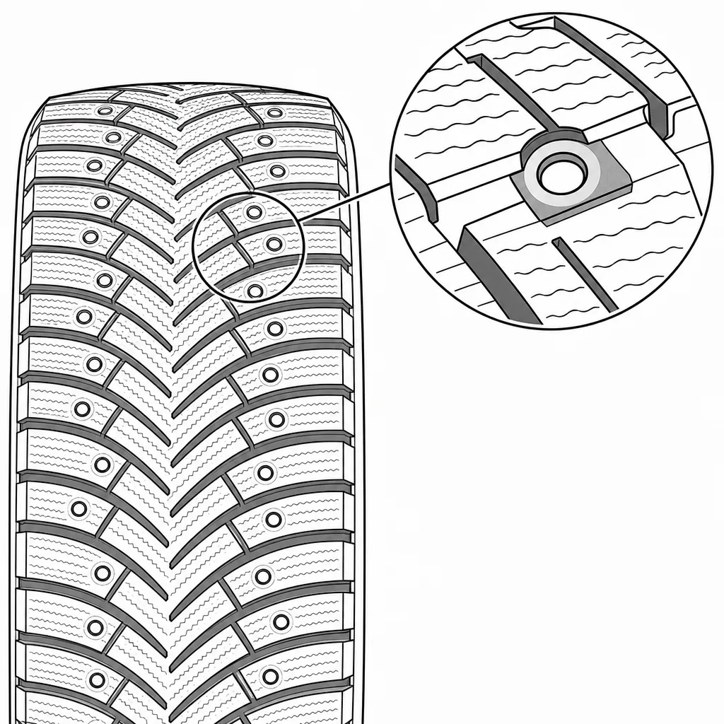 Schéma illustratif : Renforts de gomme entourant les logements circulaires