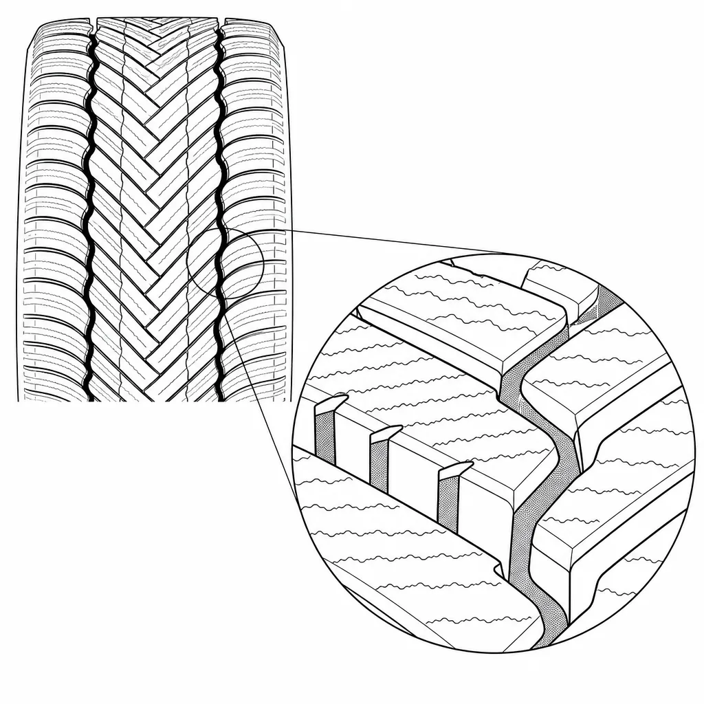 Schéma illustratif : Trois rainures longitudinales sinueuses