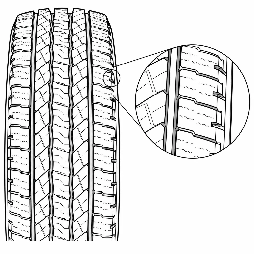 Schéma illustratif : Épaules régulières à encoches transversales, mais sans larges intervalles ouverts