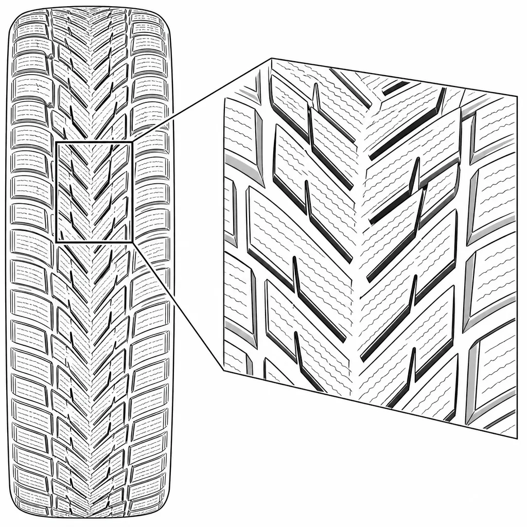 Schéma illustratif : Chevrons centraux imbriqués sans nervure continue