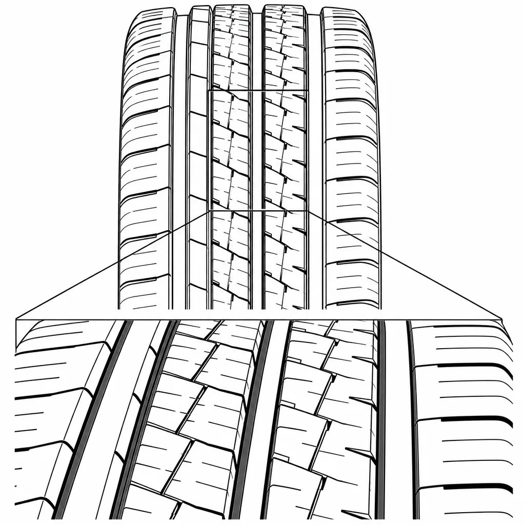Schéma illustratif : Deux files médianes de petits pavés séparées par un étroit intervalle axial