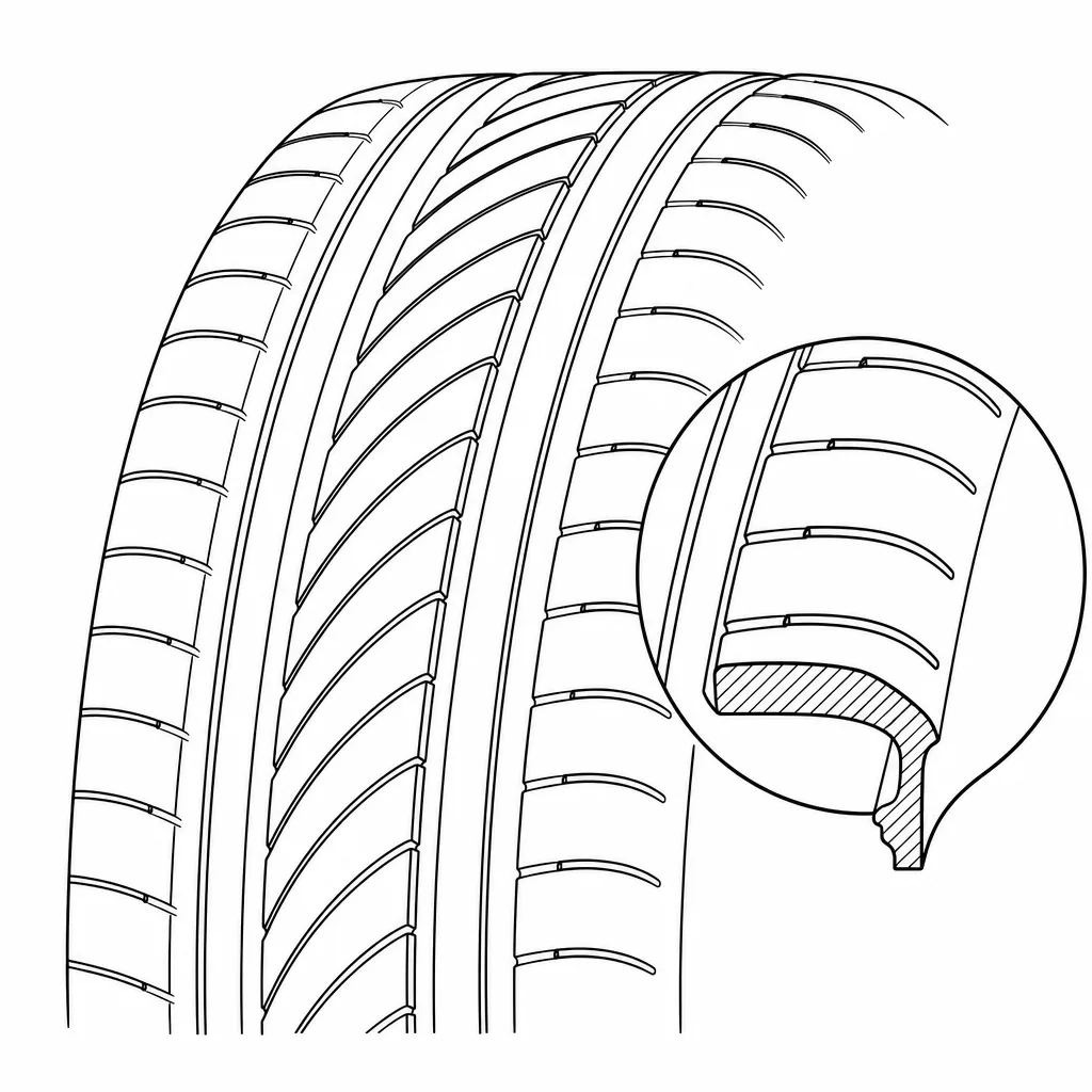 Schéma illustratif : Épaules à forte proportion de gomme mais régulièrement entaillées