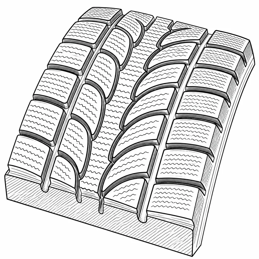 Schéma illustratif : Contours courbes et largeur variable des pavés intermédiaires