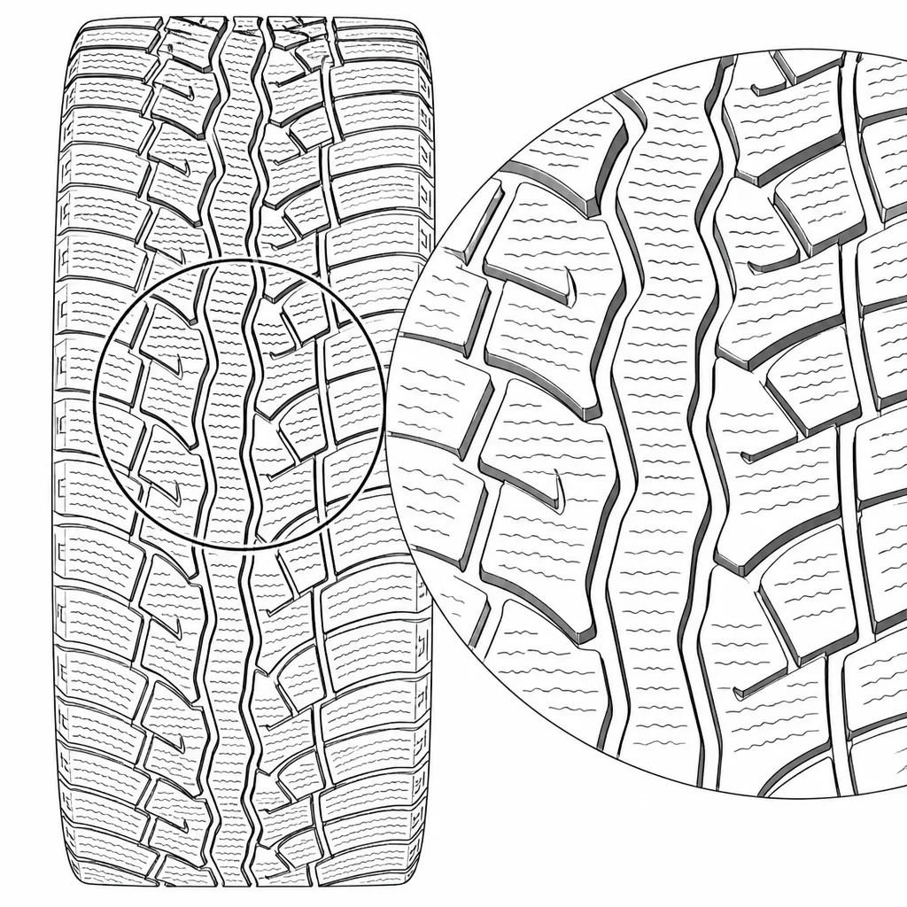 Schéma illustratif : Quatre rainures sinueuses reliées à des passages obliques