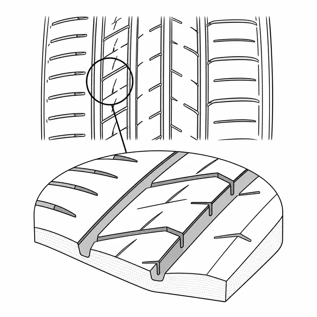 Schéma illustratif : Équilibre entre gomme pleine et arêtes de lamelles