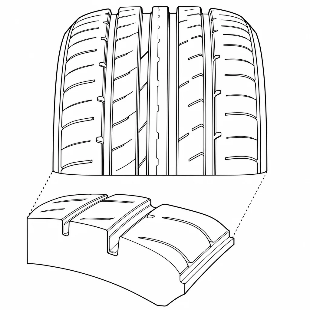 Schéma illustratif : Épaules semi-continues à fort taux de gomme