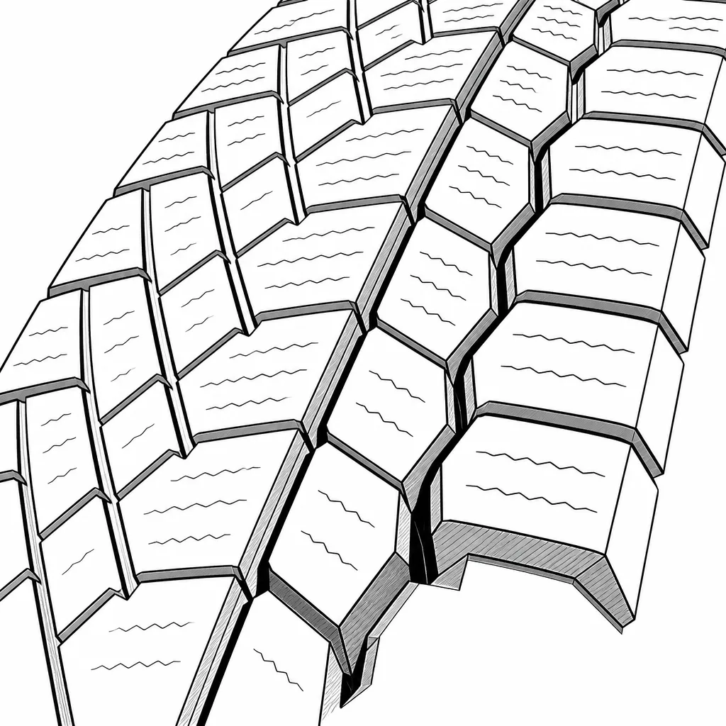 Schéma illustratif : Angles polygonaux au bord des rainures