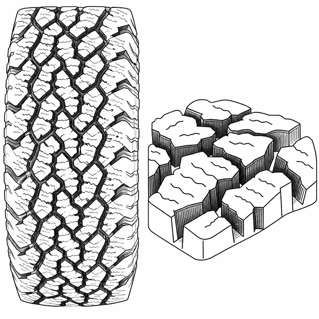 Schéma illustratif : Forte proportion de vides entre les pavés polygonaux