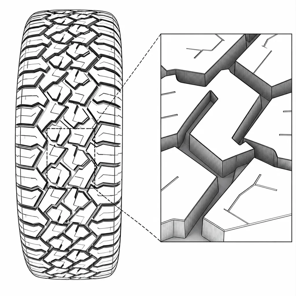 Schéma illustratif : Rapport gomme/vides marqué autour des blocs centraux