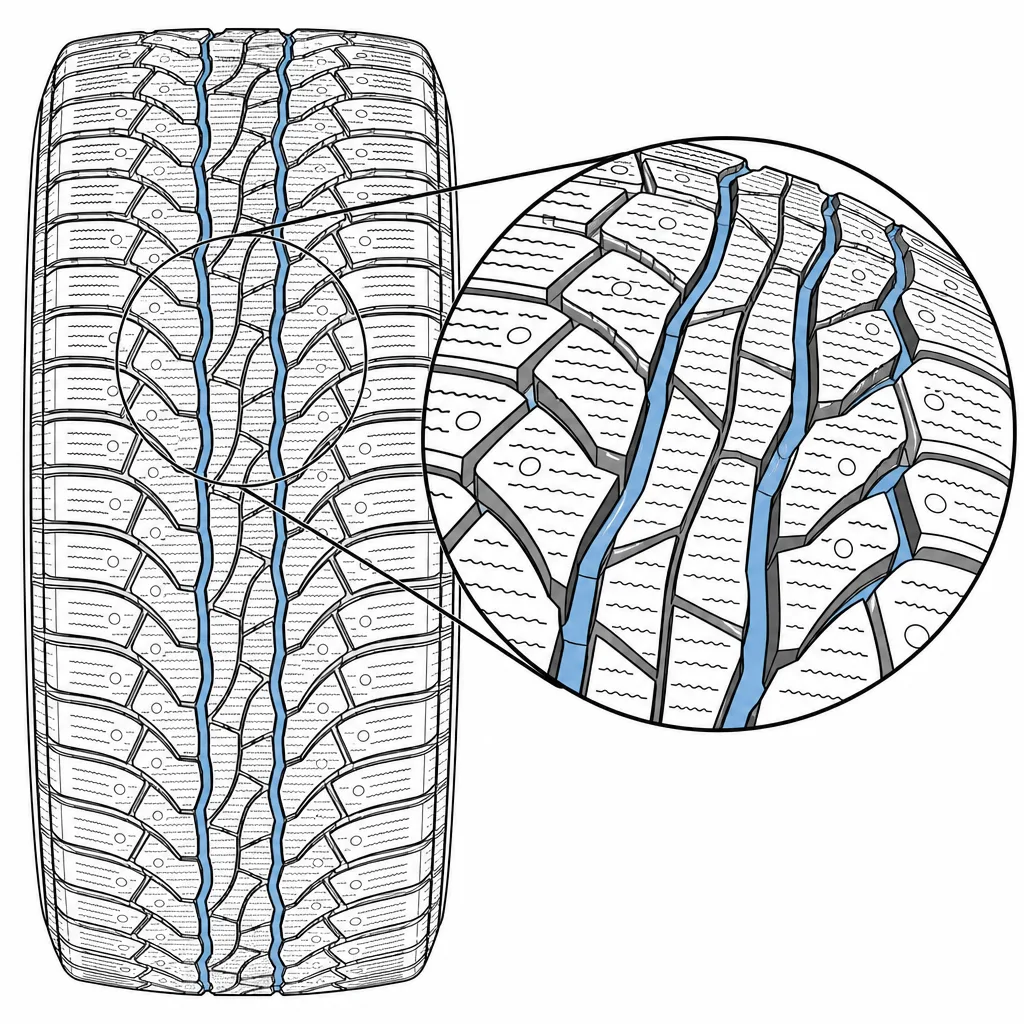 Schéma illustratif : Quatre rainures longitudinales sinueuses