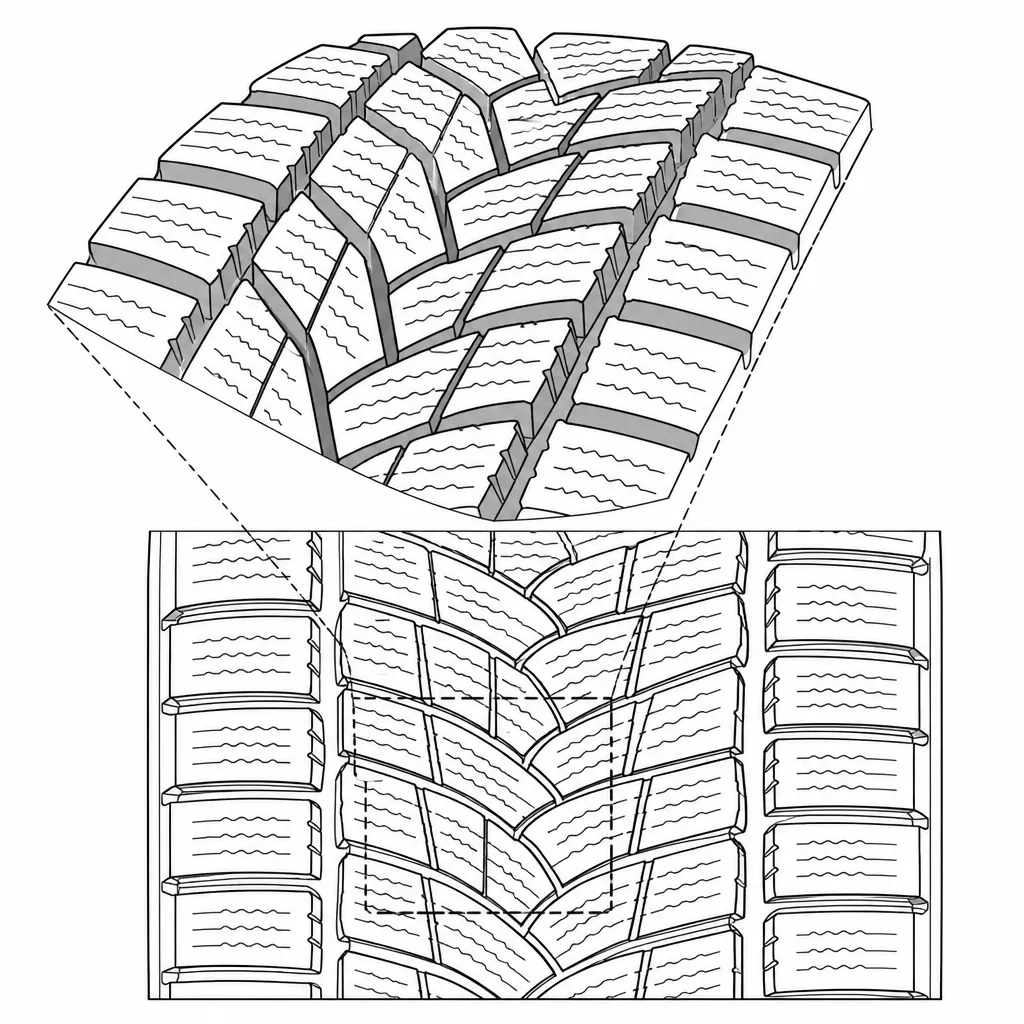 Schéma illustratif : Blocs centraux polygonaux imbriqués, sans nervure pleine