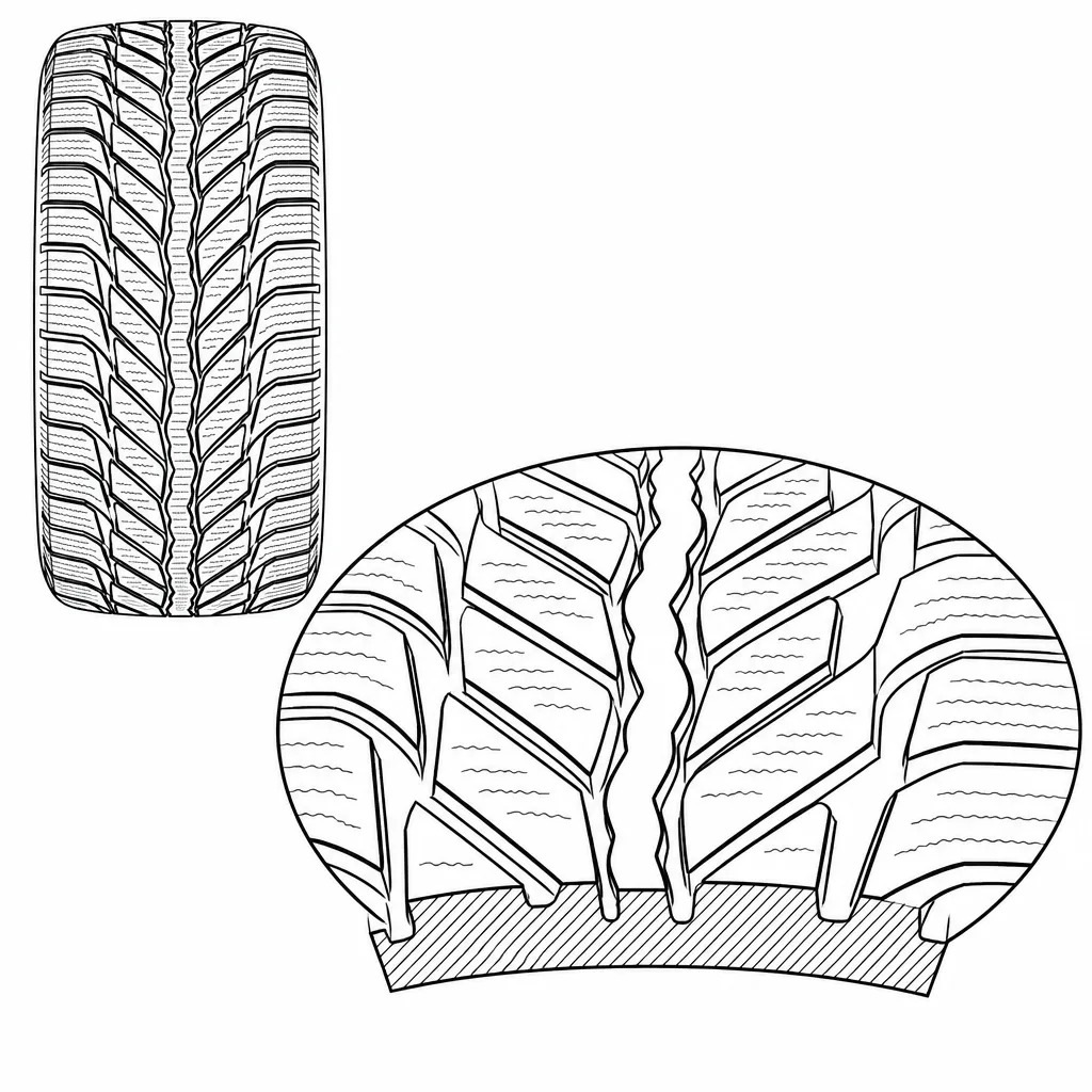 Schéma illustratif : Sillon axial étroit et sinueux