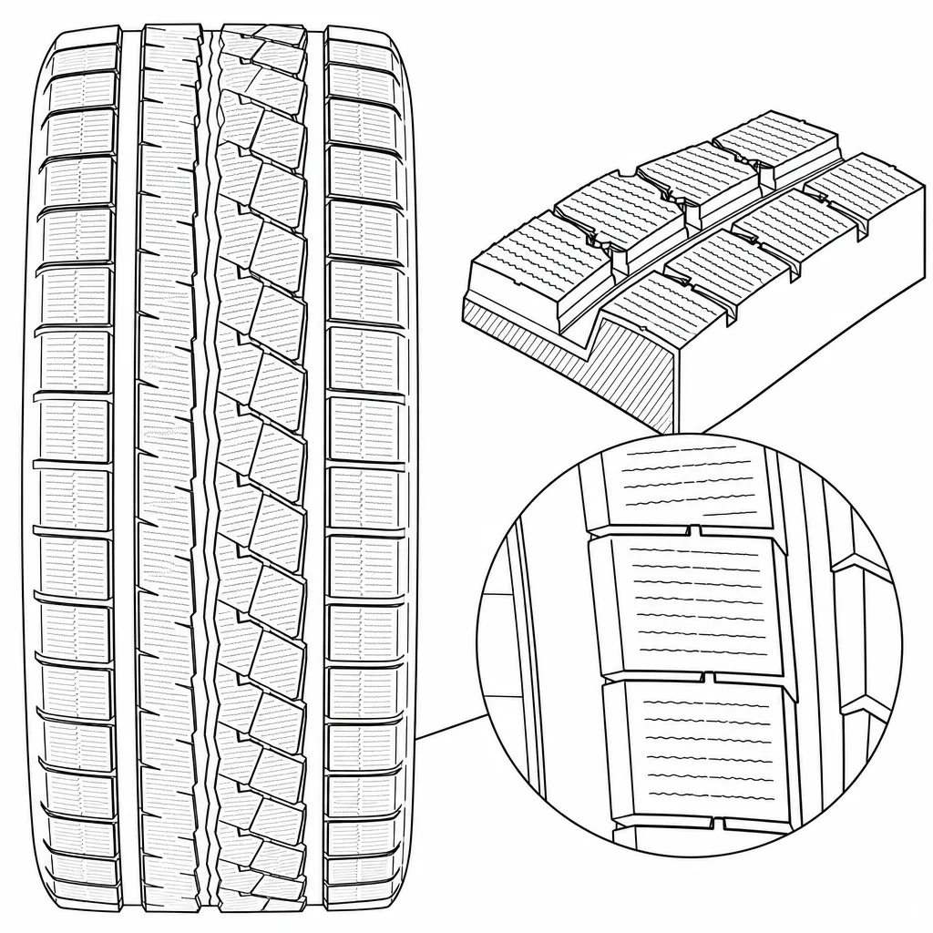 Schéma illustratif : Ponts de gomme étroits entre les lamelles des rangées intermédiaires