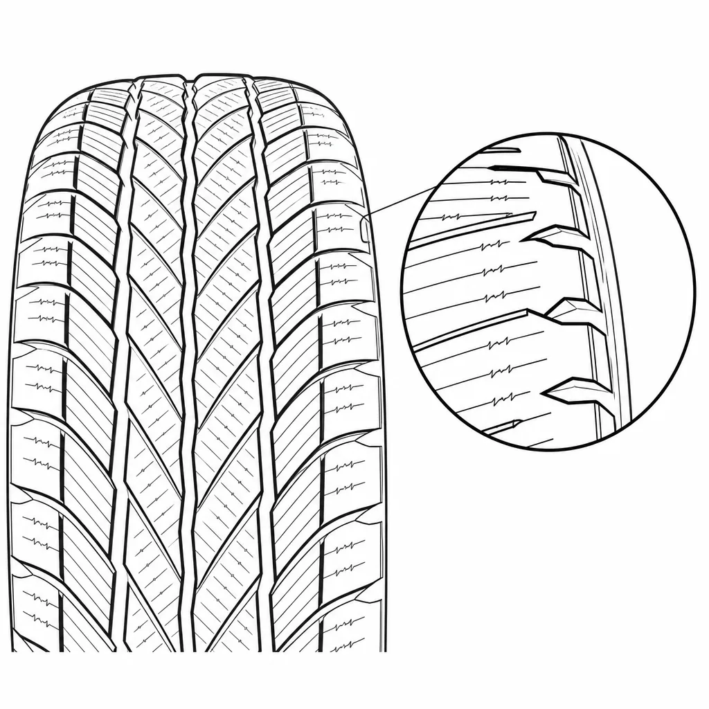Schéma illustratif : Épaules à éléments allongés, entailles obliques et bord périphérique découpé