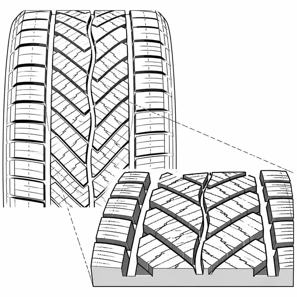 Schéma illustratif : Centre entièrement segmenté, sans bande de gomme axiale continue