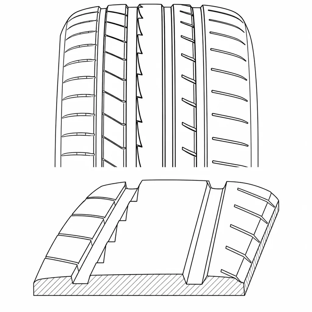 Schéma illustratif : Liaison de gomme dans la bande centrale relativement continue