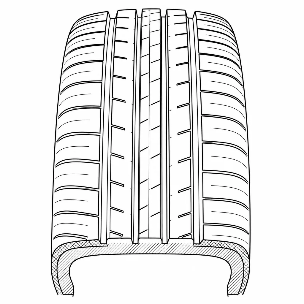 Schéma illustratif : Répartition en miroir des volumes de gomme autour de l’axe