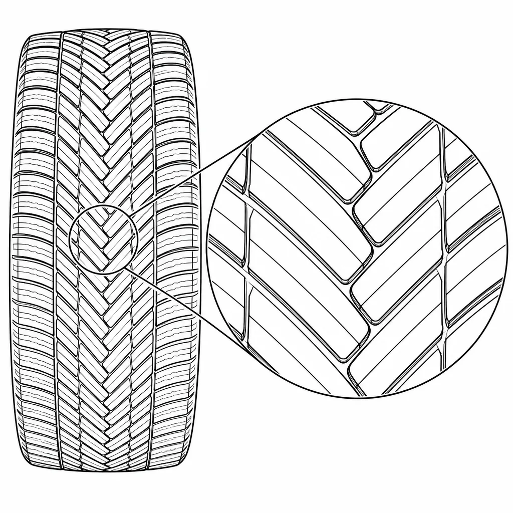 Schéma illustratif : Pointes étroites au raccord central des chevrons