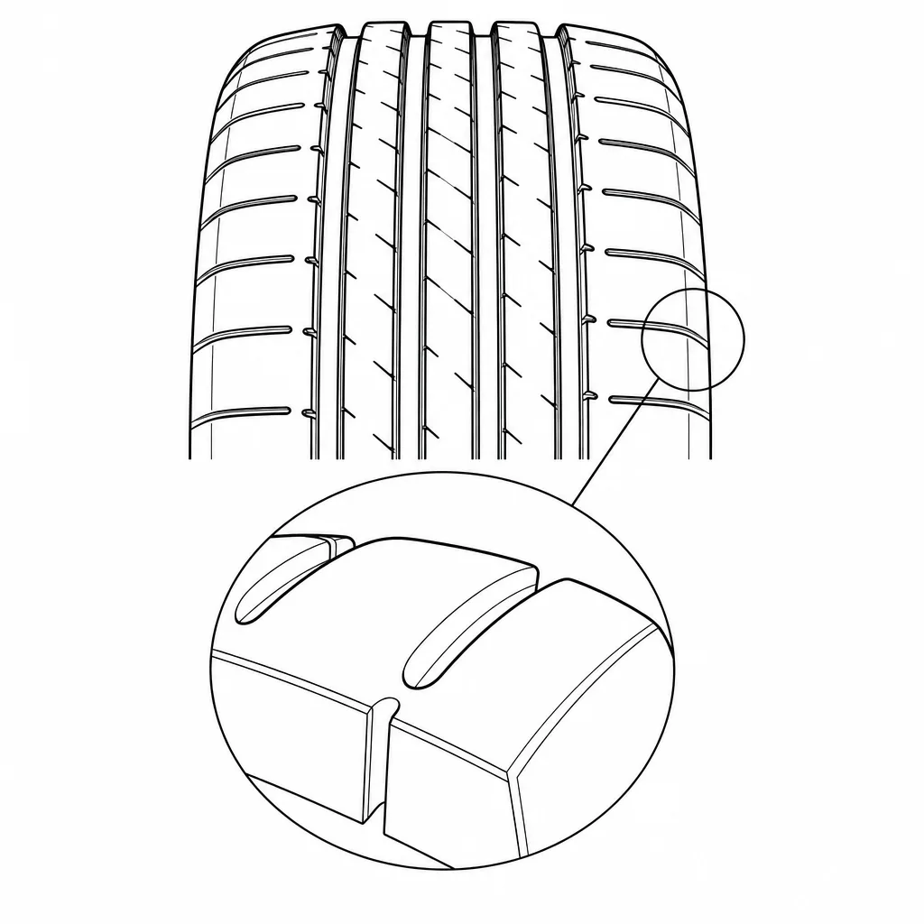 Schéma illustratif : Blocs d’épaule larges séparés par des encoches transversales régulières