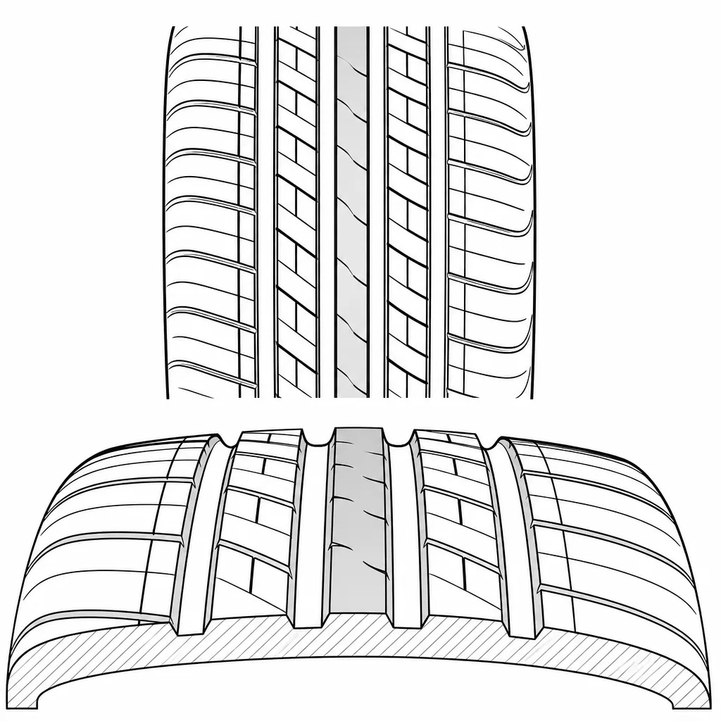Schéma illustratif : Élément axial étroit à forte continuité de gomme