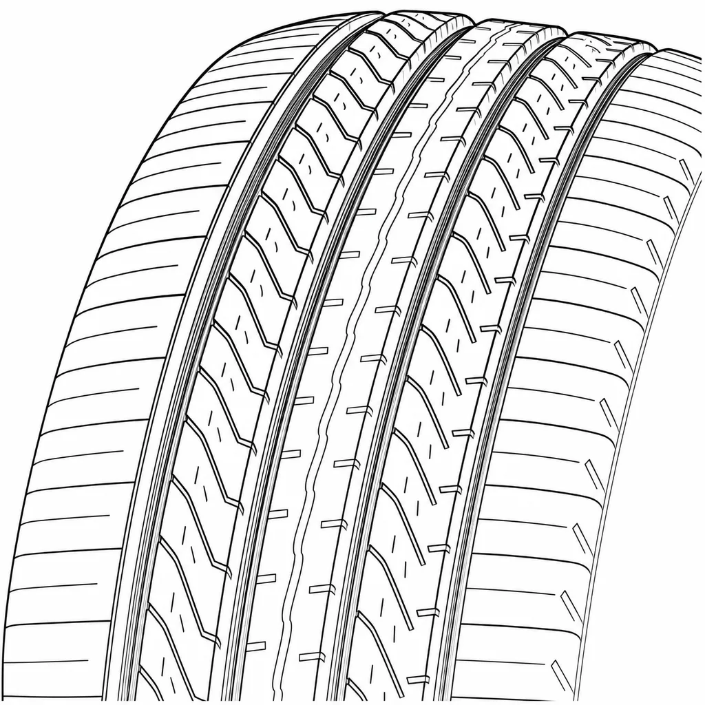 Schéma illustratif : Nervure axiale étroite et continue bordée de motifs en zigzag