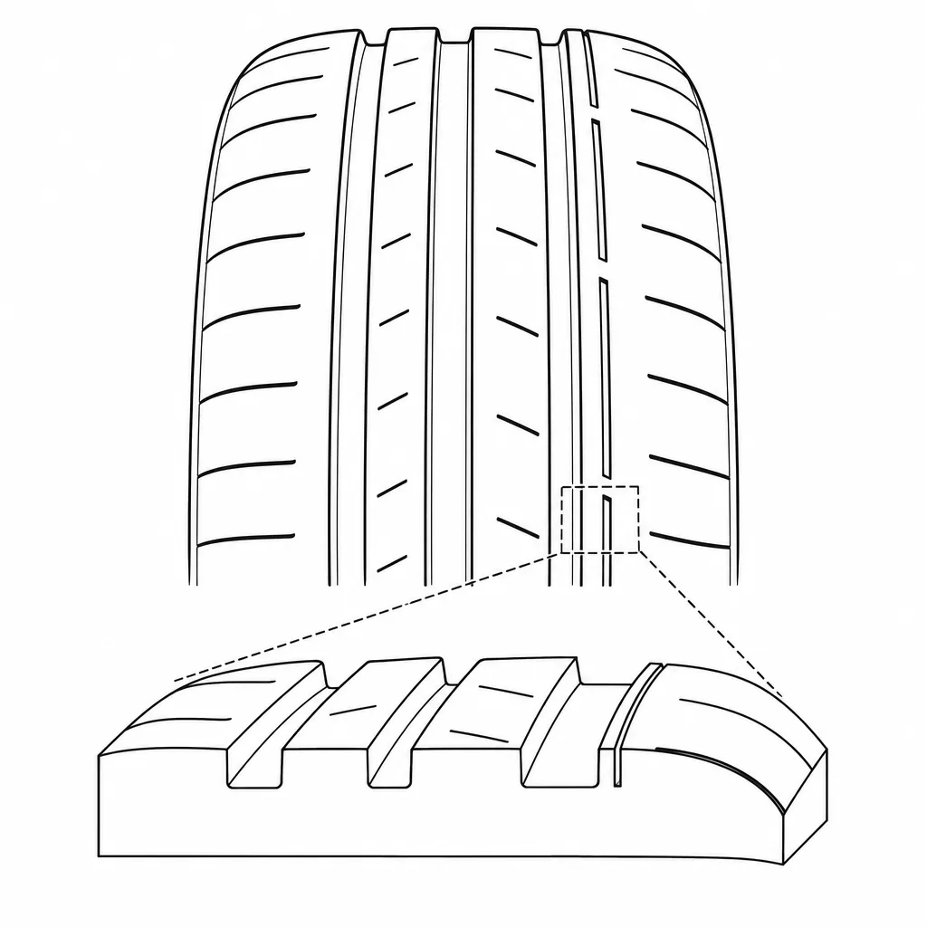 Schéma illustratif : Écart de section entre les grands canaux centraux et les traits périphériques fins
