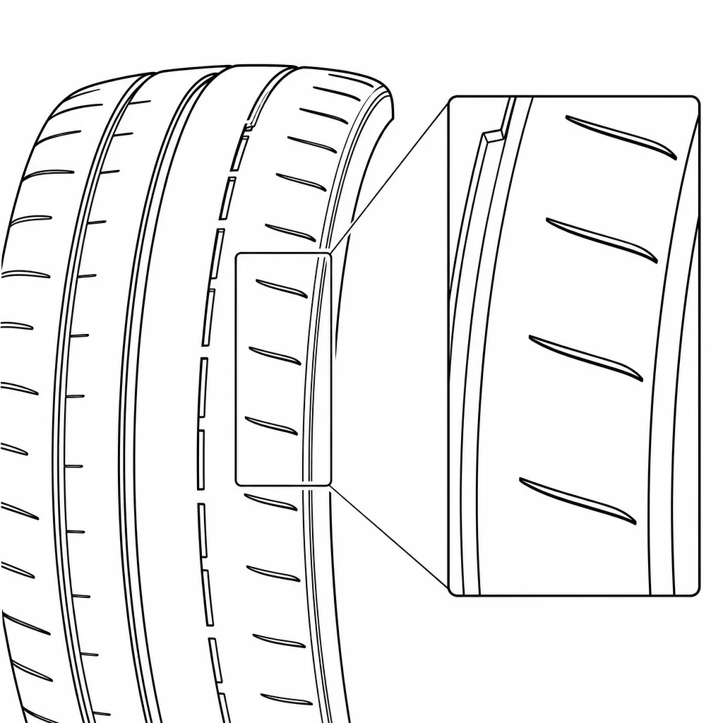 Schéma illustratif : Entailles obliques d’épaule répétées avec un pas régulier