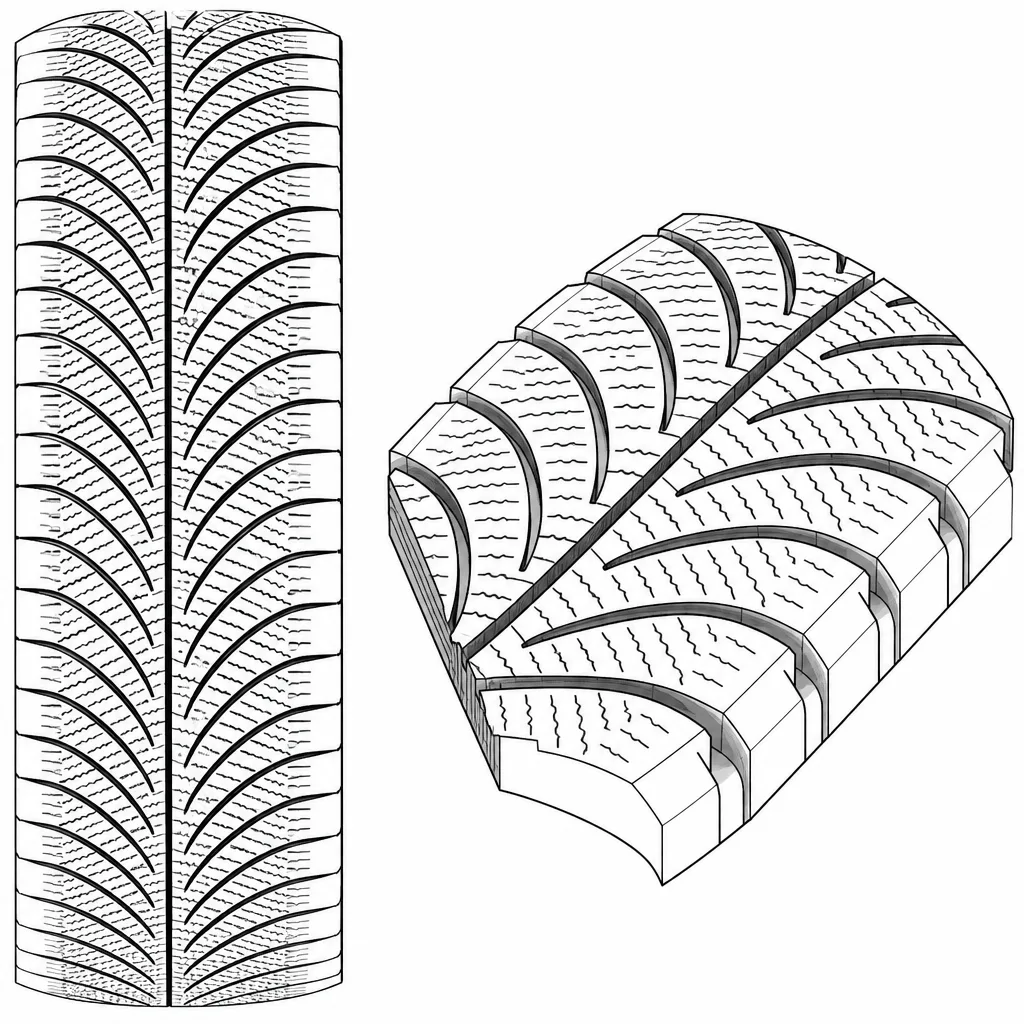 Schéma illustratif : Rangées obliques semi-continues de pavés étroits