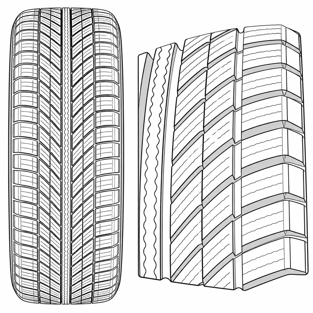 Schéma illustratif : Grand nombre de petites surfaces de gomme délimitées par les incisions