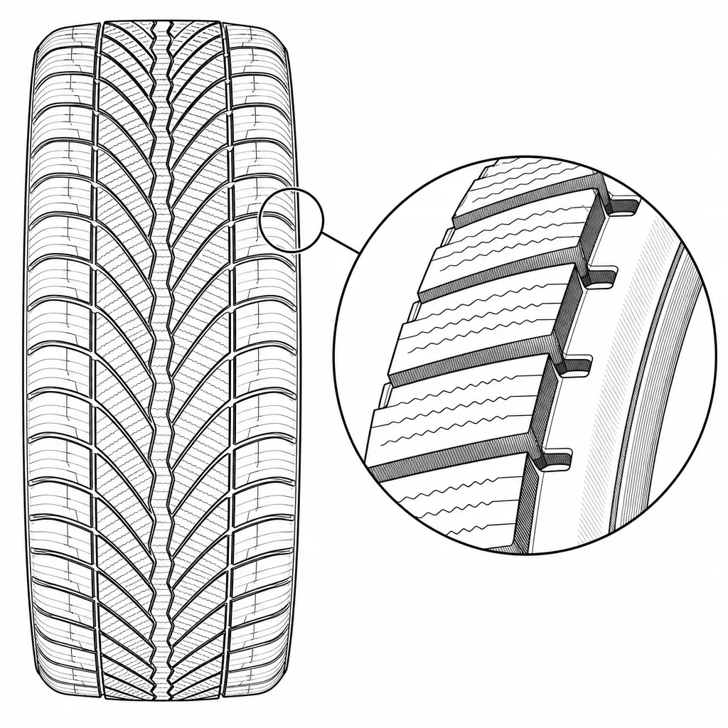 Schéma illustratif : Pavés d’épaule obliques découpés par des entailles latérales