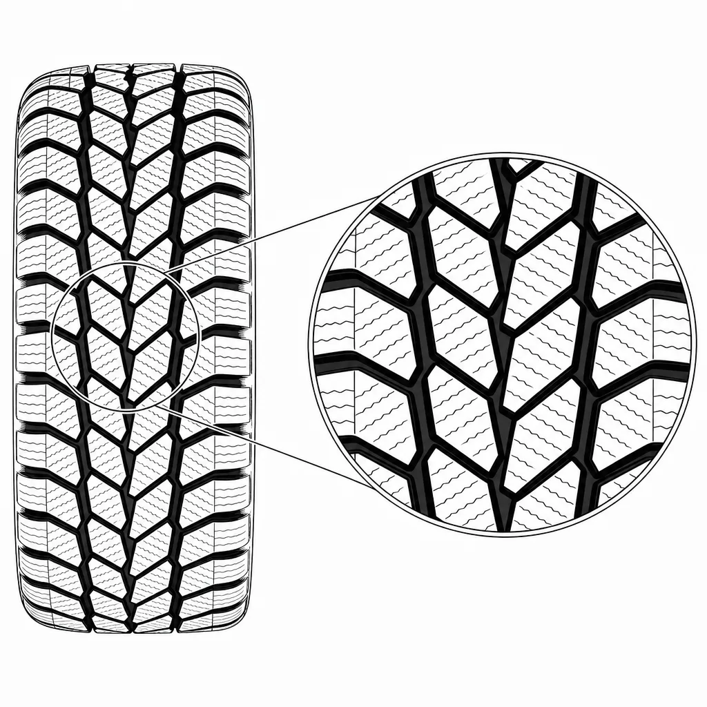 Schéma illustratif : Centre segmenté sans chemin de gomme longitudinal continu