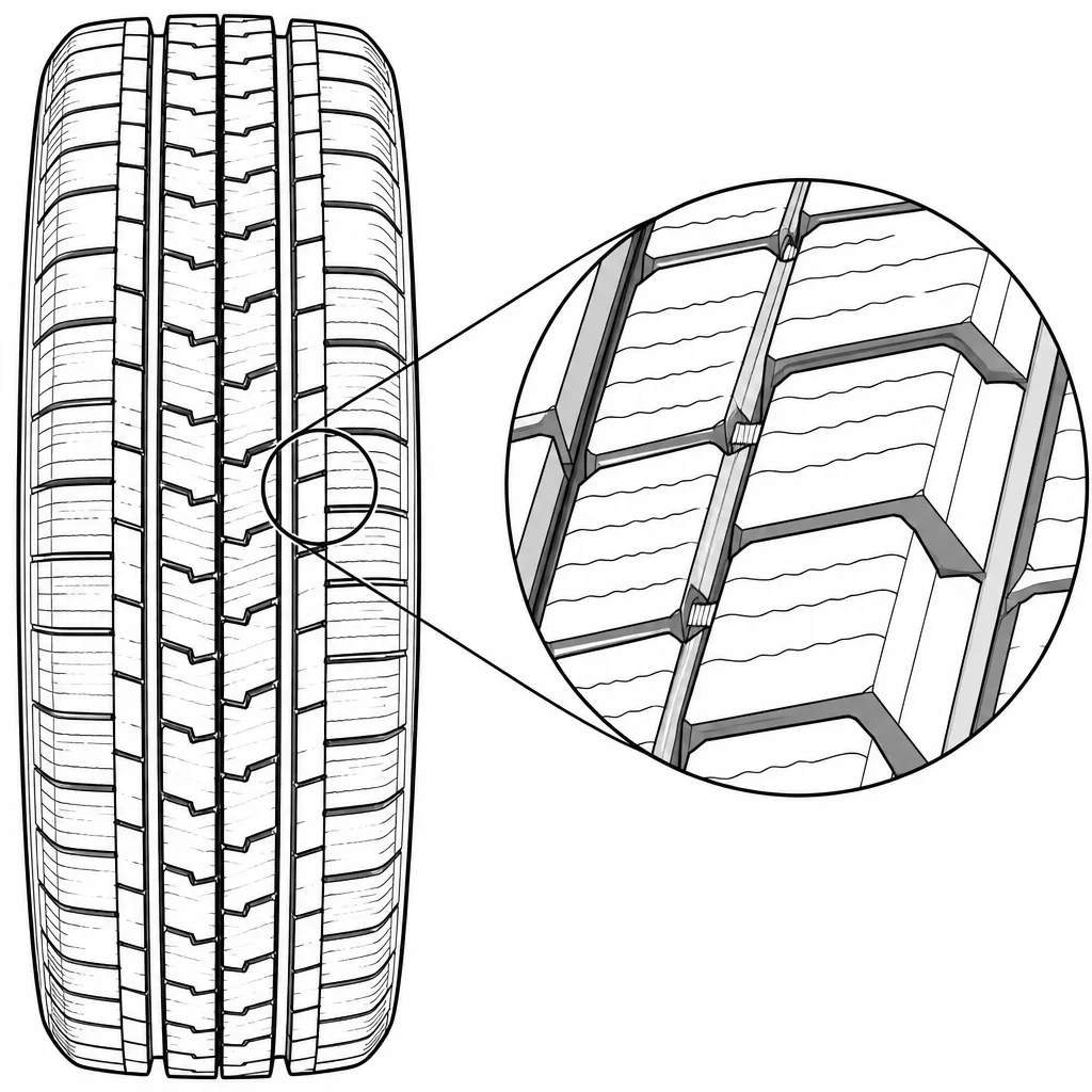 Schéma illustratif : Ponts de gomme étroits entre lamelles voisines