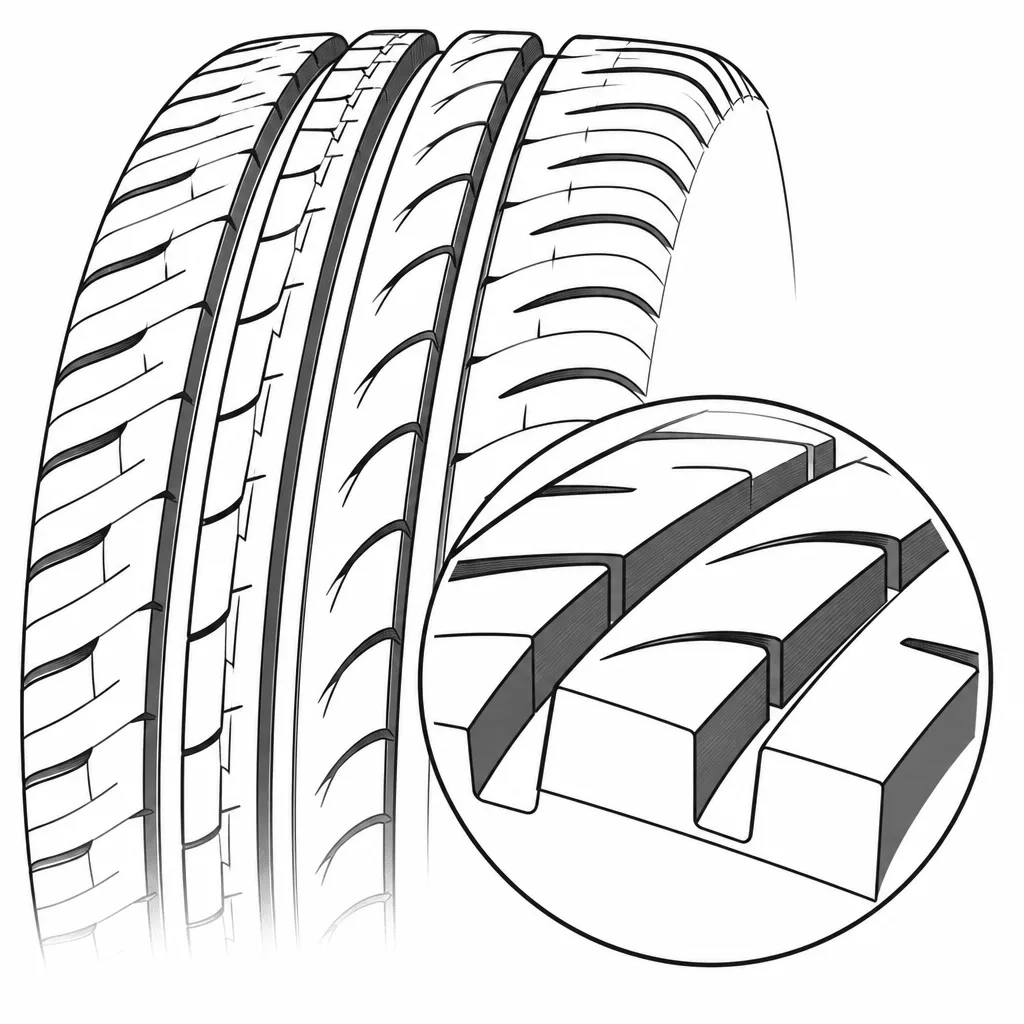 Schéma illustratif : Alternance de grandes surfaces de gomme et d’éléments de section plus réduite