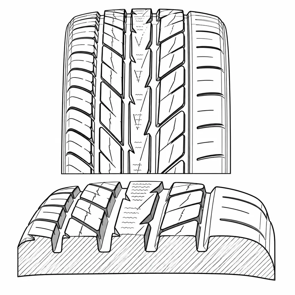 Schéma illustratif : Gradient transversal de rigidité entre les rangées de gomme