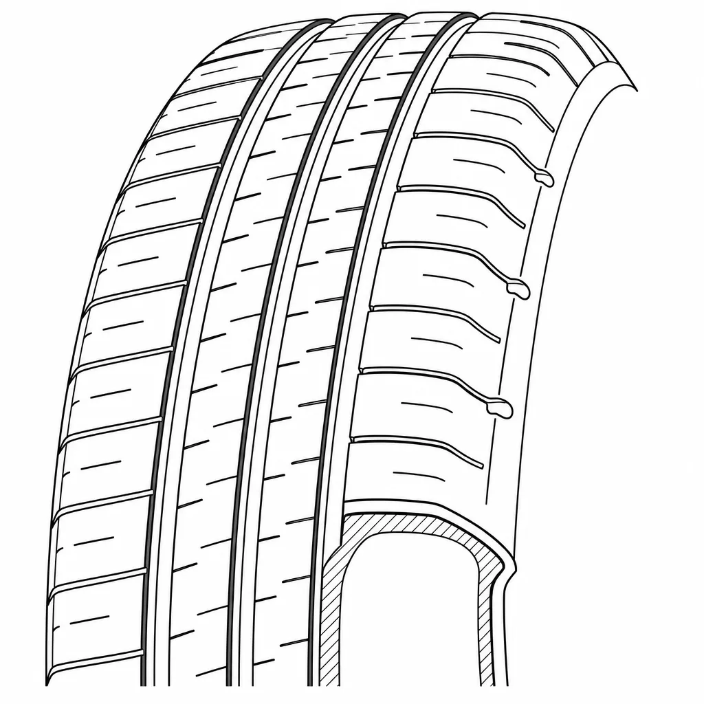Schéma illustratif : Épaules semi-continues séparées par des encoches régulières