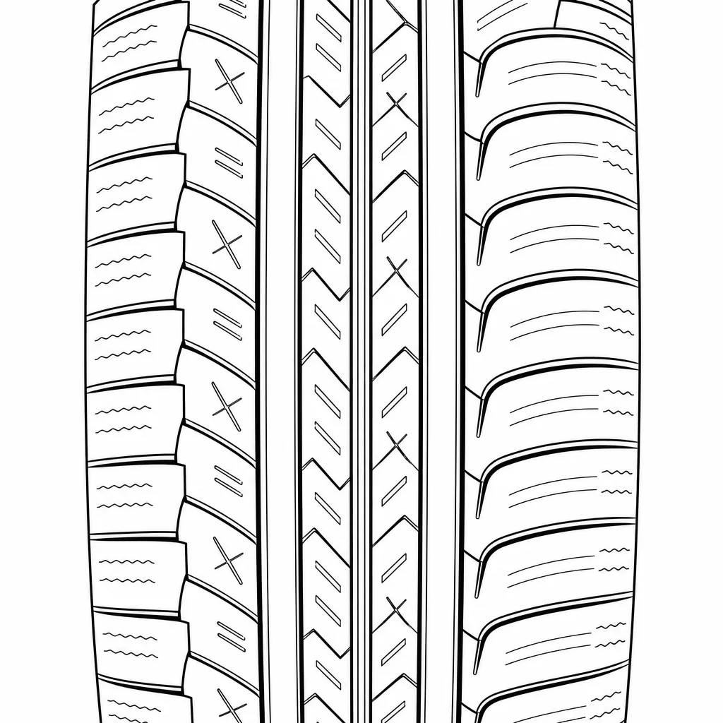 Schéma illustratif : Nervure axiale étroite, continue et entaillée en chevrons alternés